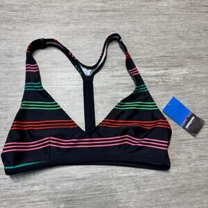 Patagonia Striped Print Turn Top Bikini Beach Wear NWT Women's XS Black Neon